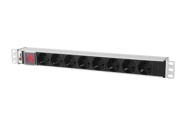 Гор блок розеток Rem-10, 1×10A, выкл, 8S, 19", вход C14