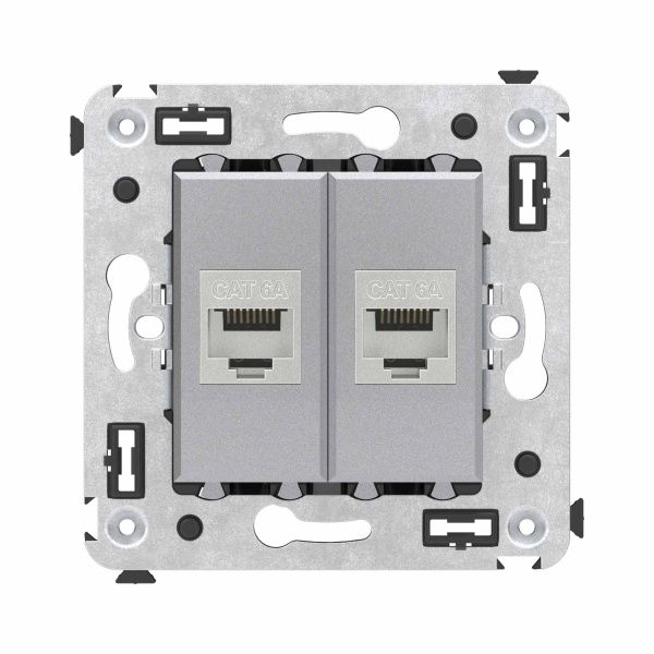 Компьютерная розетка RJ-45 без шторки в стену, кат.6А двойная экранированная, Avanti, закаленная сталь Компьютерная розетка RJ-45 без шторки в стену, кат.6А двойная экранированная, Avanti, закаленная сталь