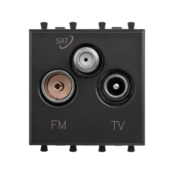 Розетка TV-FM-SAT модульная, Avanti, черный матовый, 2 модуля Розетка TV-FM-SAT модульная, Avanti, черный матовый, 2 модуля