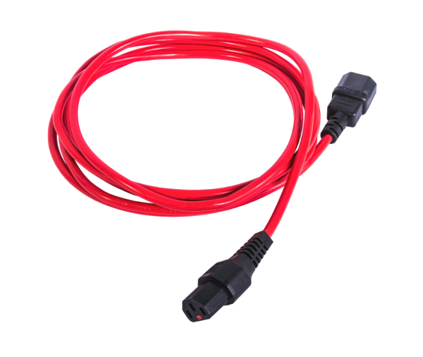 Шнур питания с фиксатором IEC 60320 C13/IEC 60320 C14, 10 А / 250 В (3 × 1,0), длина 1,8 м, красный