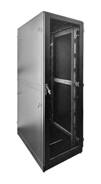 Шкаф серверный напольный 48U (600 × 1200) дверь перфорированная 2 шт., цвет черный Шкаф серверный напольный 48U (600 × 1200) дверь перфорированная 2 шт., цвет черный