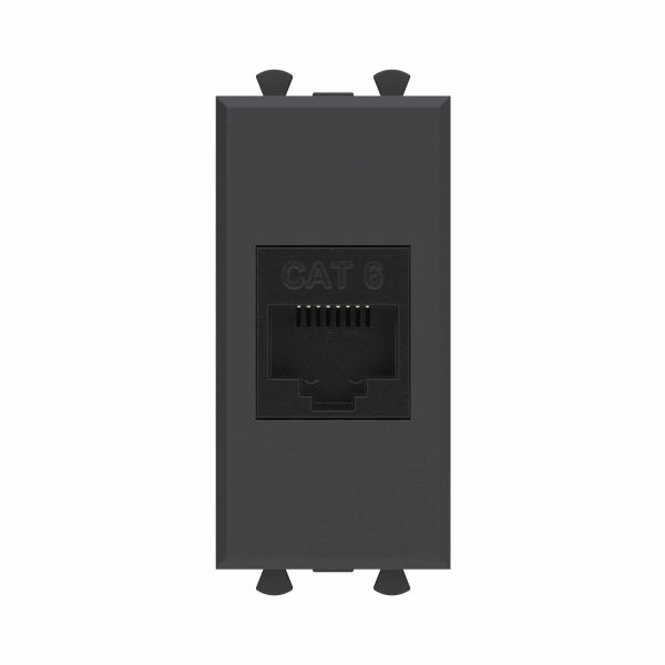 Компьютерная розетка RJ-45 без шторки модульная ,кат.6, Avanti, черный матовый, 1 модуль Компьютерная розетка RJ-45 без шторки модульная ,кат.6, Avanti, черный матовый, 1 модуль