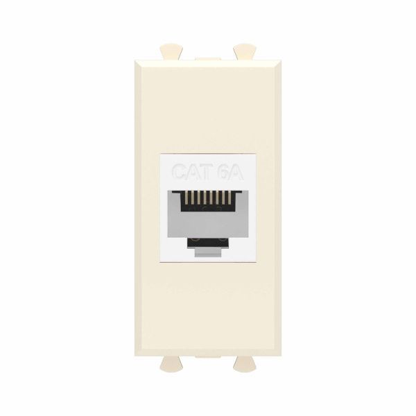 Компьютерная розетка RJ-45 без шторки модульная, кат.6А, Avanti, ванильная дымка, 1 модуль Компьютерная розетка RJ-45 без шторки модульная, кат.6А, Avanti, ванильная дымка, 1 модуль