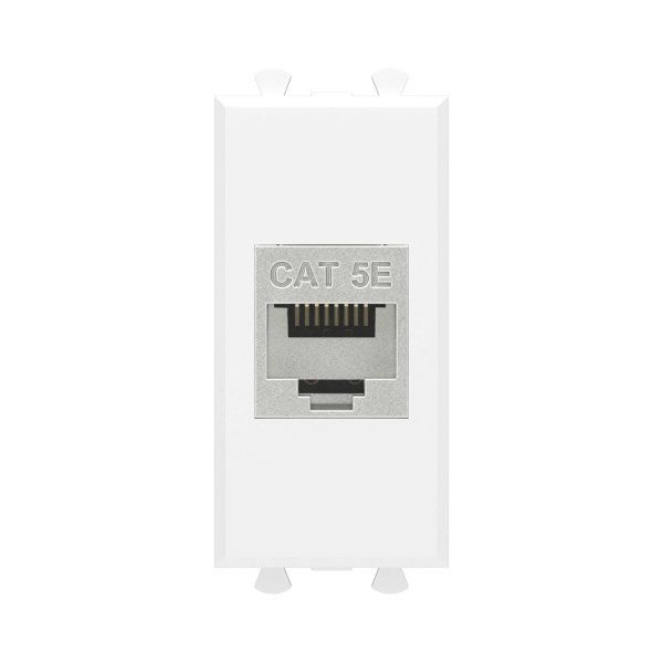 Компьютерная розетка RJ-45 без шторки модульная, кат.5е экранированная, Avanti, белое облако, 1 модуль Компьютерная розетка RJ-45 без шторки модульная, кат.5е экранированная, Avanti, белое облако, 1 модуль