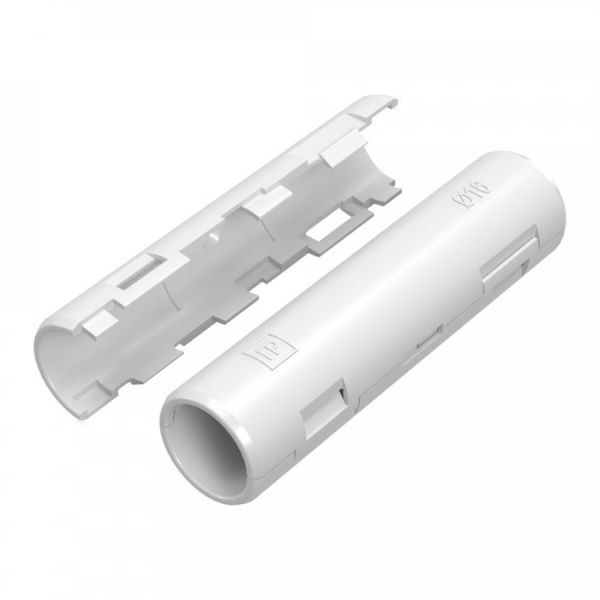 Муфта разборная d16 мм белая (100шт/1200шт уп/кор) Муфта разборная d16 мм белая (100шт/1200шт уп/кор)