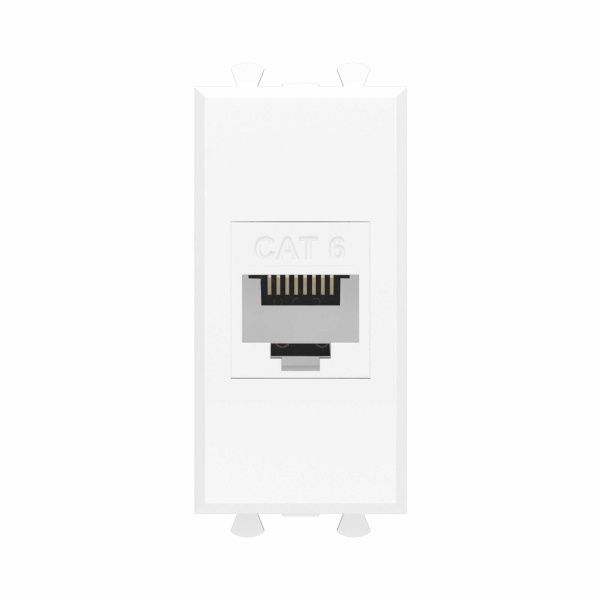 Компьютерная розетка RJ-45 без шторки модульная, кат.6, Avanti, белое облако, 1 модуль Компьютерная розетка RJ-45 без шторки модульная, кат.6, Avanti, белое облако, 1 модуль