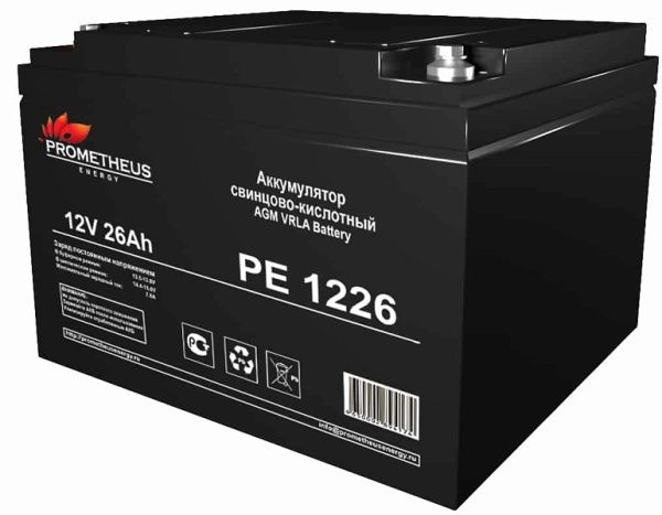 Prometheus Energy аккумулятор свинцово-кислотный PE 1226 12V 26Ah Prometheus Energy аккумулятор свинцово-кислотный PE 1226 12V 26Ah
