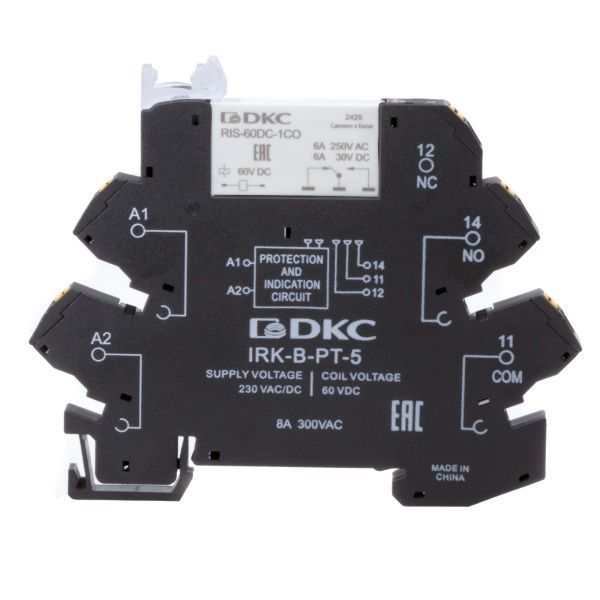 Реле интерфейсное, 1CO, ком. ток 6А, AgSnO2, напряжение 230V AC/DC, push-in клеммы. Реле интерфейсное, 1CO, ком. ток 6А, AgSnO2, напряжение 230V AC/DC, push-in клеммы.