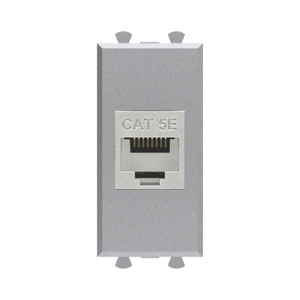 Компьютерная розетка RJ-45 без шторки модульная, кат.5е экранированная, Avanti, закаленная сталь, 1 модуль Компьютерная розетка RJ-45 без шторки модульная, кат.5е экранированная, Avanti, закаленная сталь, 1 модуль