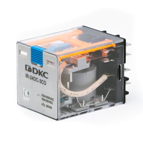 Реле миниатюрное силовое, 3CO, ком. ток 16А, AgSnO2, напряжение 220V DC, опция: тест-кнопка+светодиод+защитный диод Реле миниатюрное силовое, 3CO, ком. ток 16А, AgSnO2, напряжение 220V DC, опция: тест-кнопка+светодиод+защитный диод