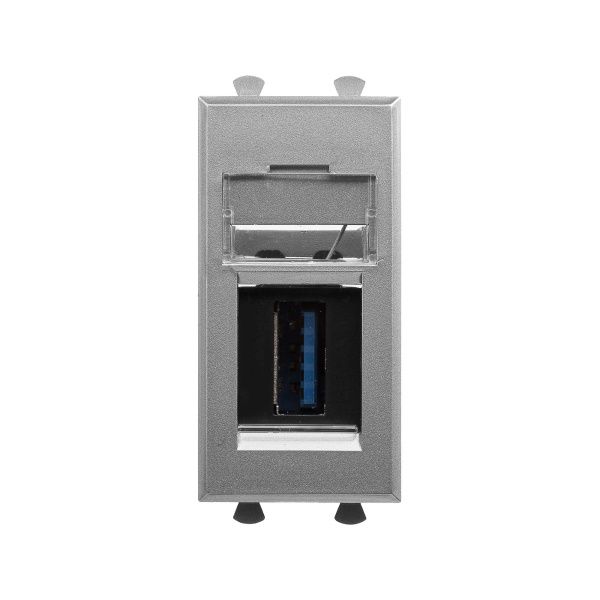 USB 3.0 розетка модульная, тип А-А, Avanti, закаленная сталь, 1 модуль USB 3.0 розетка модульная, тип А-А, Avanti, закаленная сталь, 1 модуль