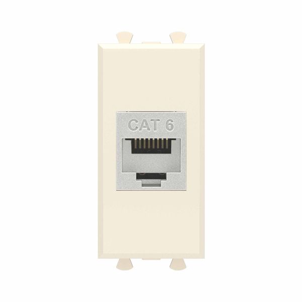 Компьютерная розетка RJ-45 без шторки модульная, кат.6 экранированная, Avanti, ванильная дымка, 1 модуль Компьютерная розетка RJ-45 без шторки модульная, кат.6 экранированная, Avanti, ванильная дымка, 1 модуль