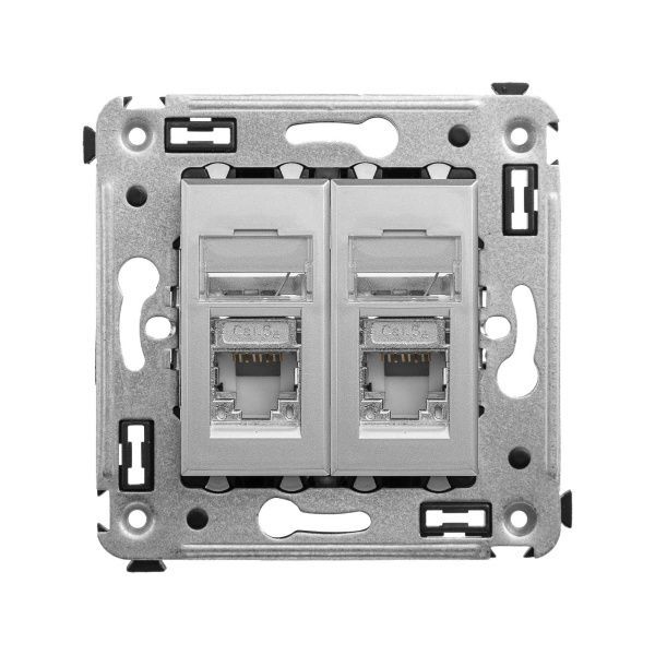 Компьютерная розетка RJ-45 в стену, кат.5e двойная экранированная, Avanti, закаленная сталь Компьютерная розетка RJ-45 в стену, кат.5e двойная экранированная, Avanti, закаленная сталь