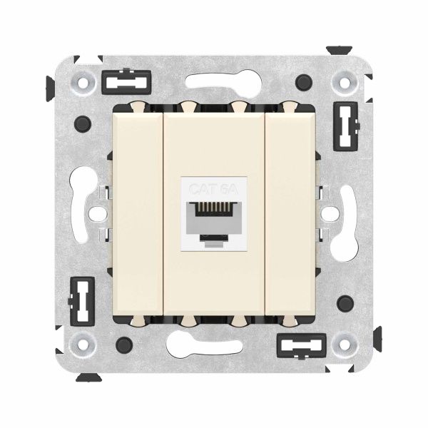 Компьютерная розетка RJ-45 без шторки в стену, кат.6А одинарная, Avanti, ванильная дымка Компьютерная розетка RJ-45 без шторки в стену, кат.6А одинарная, Avanti, ванильная дымка