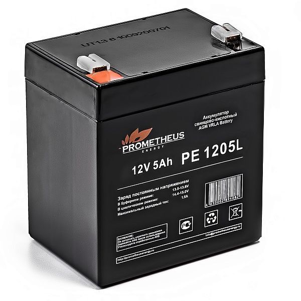 Prometheus Energy аккумулятор свинцово-кислотный PE 1205L 12V 5Ah Prometheus Energy аккумулятор свинцово-кислотный PE 1205L 12V 5Ah
