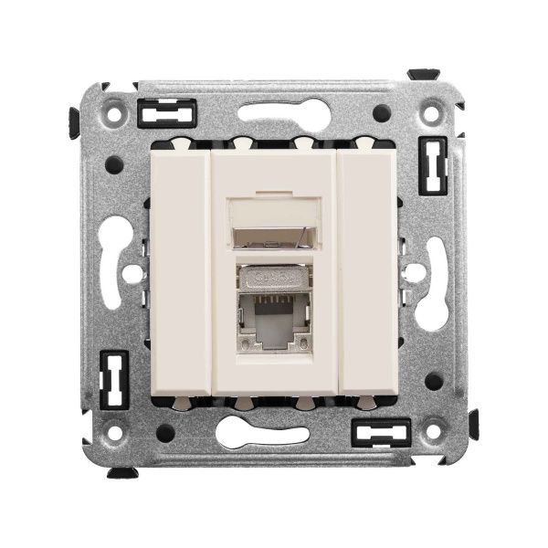Компьютерная розетка RJ-45 в стену, кат.5e одинарная экранированная, Avanti, ванильная дымка Компьютерная розетка RJ-45 в стену, кат.5e одинарная экранированная, Avanti, ванильная дымка