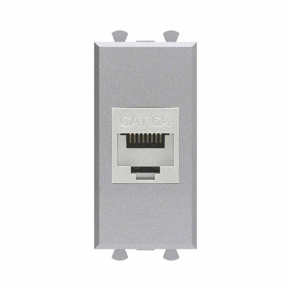 Компьютерная розетка RJ-45 без шторки модульная, кат.6А экранированная, Avanti, закаленная сталь, 1 модуль Компьютерная розетка RJ-45 без шторки модульная, кат.6А экранированная, Avanti, закаленная сталь, 1 модуль