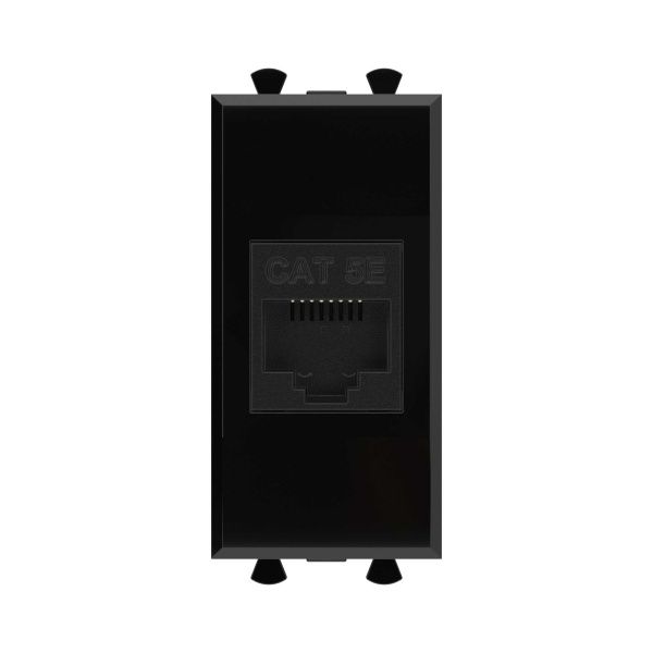 Компьютерная розетка RJ-45 без шторки модульная, кат.5е, Avanti, черный квадрат, 1 модуль Компьютерная розетка RJ-45 без шторки модульная, кат.5е, Avanti, черный квадрат, 1 модуль
