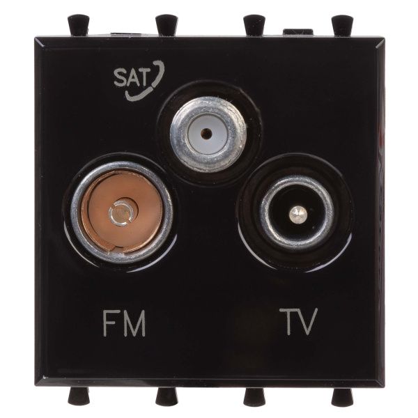 Розетка TV-FM-SAT модульная, Avanti, черный квадрат, 2 модуля Розетка TV-FM-SAT модульная, Avanti, черный квадрат, 2 модуля