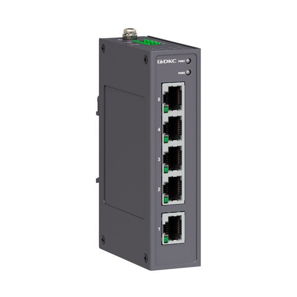 Промышленный неуправляемый коммутатор, 5×10/100Base-T(X) портов RJ45,12-48В DC/18-30В AC, с резервированием Промышленный неуправляемый коммутатор, 5×10/100Base-T(X) портов RJ45,12-48В DC/18-30В AC, с резервированием