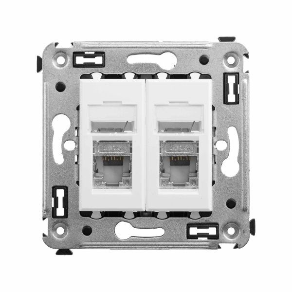 Компьютерная розетка RJ-45 в стену, кат.6 двойная экранированная, Avanti, белое облако Компьютерная розетка RJ-45 в стену, кат.6 двойная экранированная, Avanti, белое облако