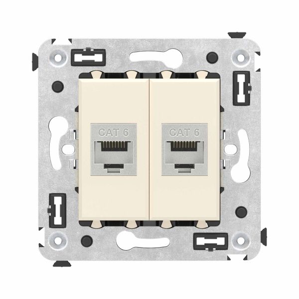 Компьютерная розетка RJ-45 без шторки в стену, кат.6 двойная экранированная, Avanti, ванильная дымка Компьютерная розетка RJ-45 без шторки в стену, кат.6 двойная экранированная, Avanti, ванильная дымка