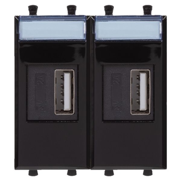 USB зарядное устройство модульное 2.1 А, Avanti, черный квадрат, 2 модуля USB зарядное устройство модульное 2.1 А, Avanti, черный квадрат, 2 модуля