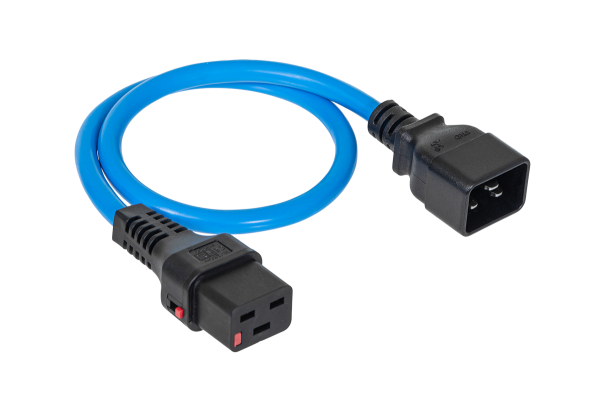 Шнур питания термостойкий с фиксатором IEC60320 C19 / IEC60320 C20, 16А, 250В (3×2,5), 0,5м, синий Шнур питания термостойкий с фиксатором IEC60320 C19 / IEC60320 C20, 16А, 250В (3×2,5), 0,5м, синий