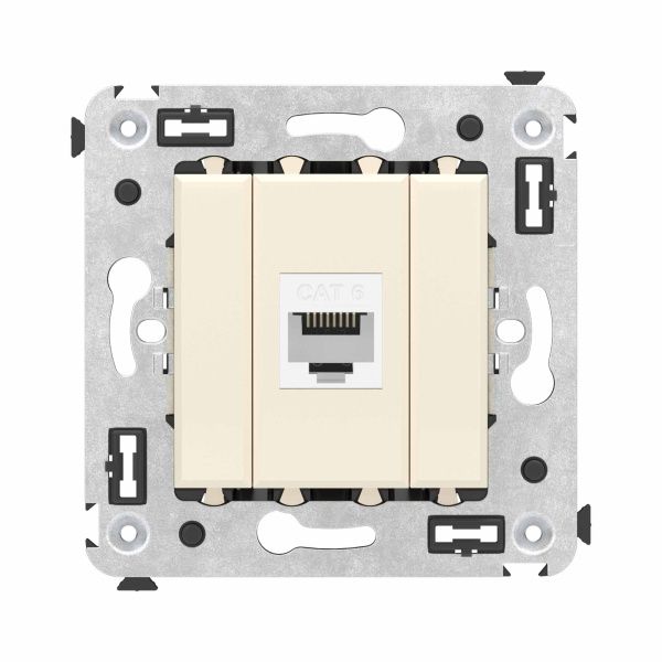 Компьютерная розетка RJ-45 без шторки в стену, кат.6 одинарная, Avanti, ванильная дымка Компьютерная розетка RJ-45 без шторки в стену, кат.6 одинарная, Avanti, ванильная дымка