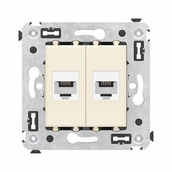 Телефонная розетка RJ-12 без шторки в стену двойная, Avanti, ванильная дымка Телефонная розетка RJ-12 без шторки в стену двойная, Avanti, ванильная дымка
