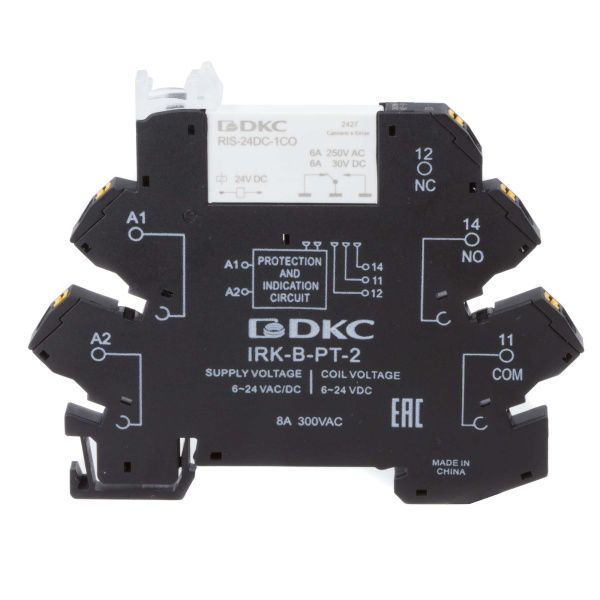 Реле интерфейсное, 1CO, ком. ток 6А, AgSnO2, напряжение 24V AC/DC, push-in клеммы. Реле интерфейсное, 1CO, ком. ток 6А, AgSnO2, напряжение 24V AC/DC, push-in клеммы.