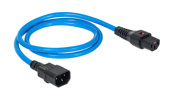 Шнур питания термостойкий с фиксатором IEC60320 C13 / IEC60320 C14, 10А, 250В (3×1,5), 1м, синий Шнур питания термостойкий с фиксатором IEC60320 C13 / IEC60320 C14, 10А, 250В (3×1,5), 1м, синий