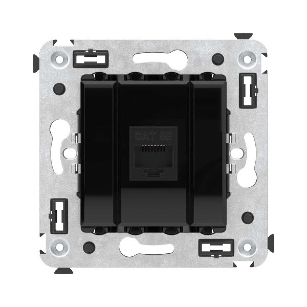 Компьютерная розетка RJ-45 без шторки в стену, кат.5е одинарная, Avanti, черный квадрат Компьютерная розетка RJ-45 без шторки в стену, кат.5е одинарная, Avanti, черный квадрат