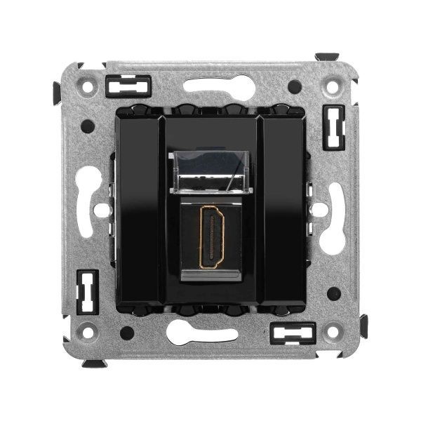 HDMI розетка одинарная в стену, тип А-А, Avanti, черный квадрат HDMI розетка одинарная в стену, тип А-А, Avanti, черный квадрат