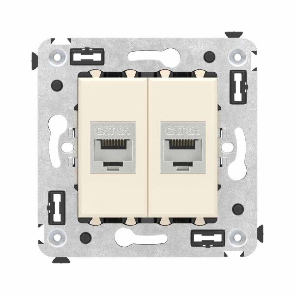Компьютерная розетка RJ-45 без шторки в стену, кат.6А двойная экранированная, Avanti, ванильная дымка Компьютерная розетка RJ-45 без шторки в стену, кат.6А двойная экранированная, Avanti, ванильная дымка