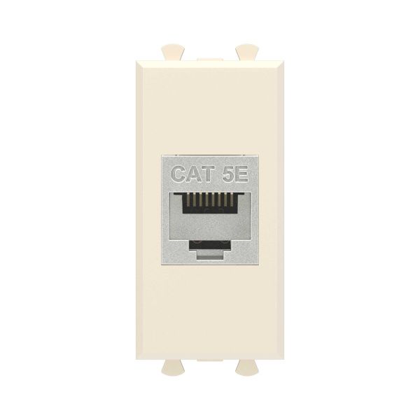 Компьютерная розетка RJ-45 без шторки модульная, кат.5е экранированная, Avanti, ванильная дымка, 1 модуль Компьютерная розетка RJ-45 без шторки модульная, кат.5е экранированная, Avanti, ванильная дымка, 1 модуль