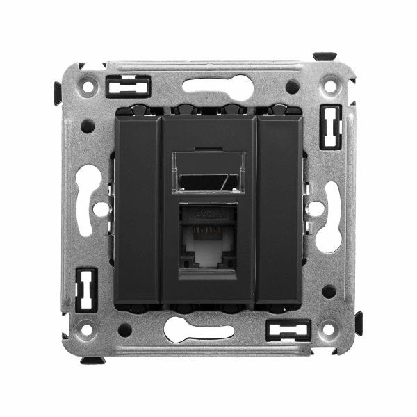 Компьютерная розетка RJ-45 в стену, кат.6 одинарная, Avanti, черный матовый Компьютерная розетка RJ-45 в стену, кат.6 одинарная, Avanti, черный матовый