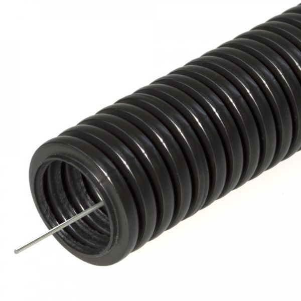 Труба гофрированная ПНД лёгкая 350 Н безгалогенная (HF) стойкая к ультрафиолету чёрная с/з d25 мм (10м/1200м уп/пал) Труба гофрированная ПНД лёгкая 350 Н безгалогенная (HF) стойкая к ультрафиолету чёрная с/з d25 мм (10м/1200м уп/пал)