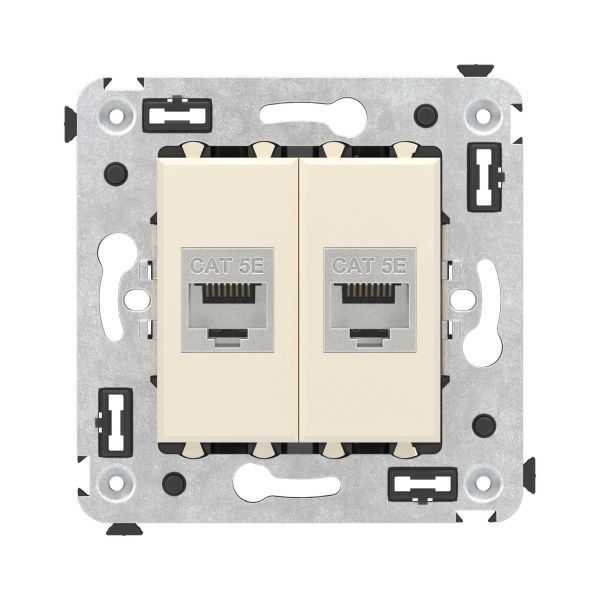 Компьютерная розетка RJ-45 без шторки в стену, кат.5e двойная экранированная, Avanti, ванильная дымка Компьютерная розетка RJ-45 без шторки в стену, кат.5e двойная экранированная, Avanti, ванильная дымка