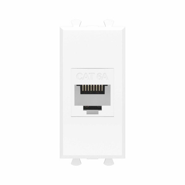 Компьютерная розетка RJ-45 без шторки модульная , кат.6А, Avanti, белое облако, 1 модуль Компьютерная розетка RJ-45 без шторки модульная , кат.6А, Avanti, белое облако, 1 модуль