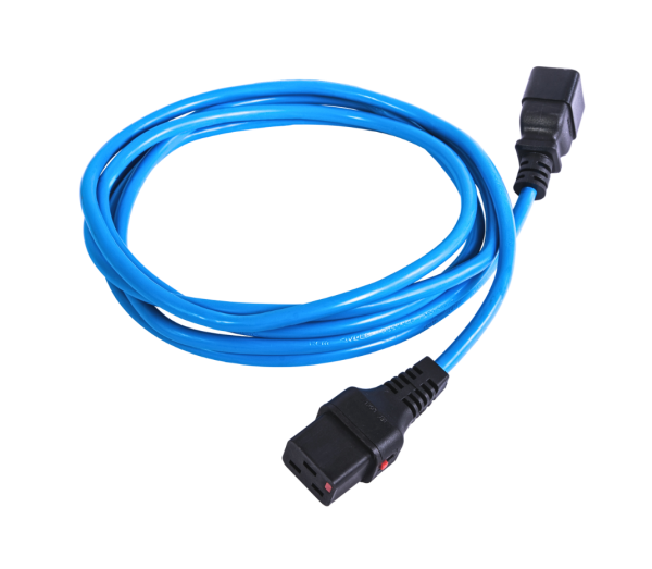Шнур питания с фиксатором IEC 60320 C19/IEC 60320 C20, 16 А / 250 В (3 × 1,5), длина 1,8 м, синий Шнур питания с фиксатором IEC 60320 C19/IEC 60320 C20, 16 А / 250 В (3 × 1,5), длина 1,8 м, синий