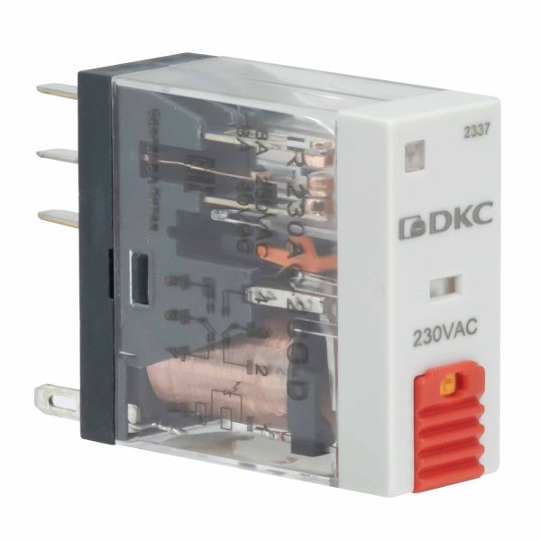 Реле миниатюрное промышленное, 2CO, ком. ток 8А, AgSnO2, напряжение 24V AC, опция: тест-кнопка+светодиод Реле миниатюрное промышленное, 2CO, ком. ток 8А, AgSnO2, напряжение 24V AC, опция: тест-кнопка+светодиод