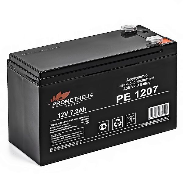 Prometheus Energy аккумулятор свинцово-кислотный PE 1207 12V 7.2Ah Prometheus Energy аккумулятор свинцово-кислотный PE 1207 12V 7.2Ah