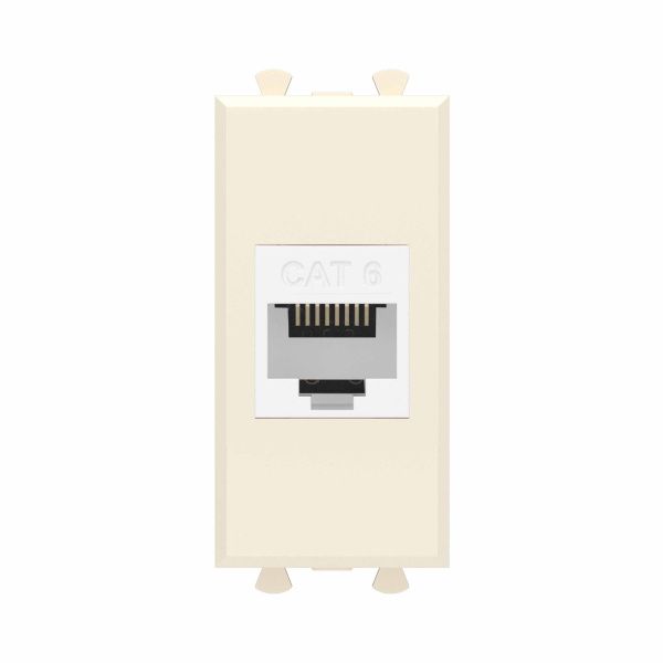 Компьютерная розетка RJ-45 без шторки модульная, кат.6, Avanti, ванильная дымка, 1 модуль Компьютерная розетка RJ-45 без шторки модульная, кат.6, Avanti, ванильная дымка, 1 модуль