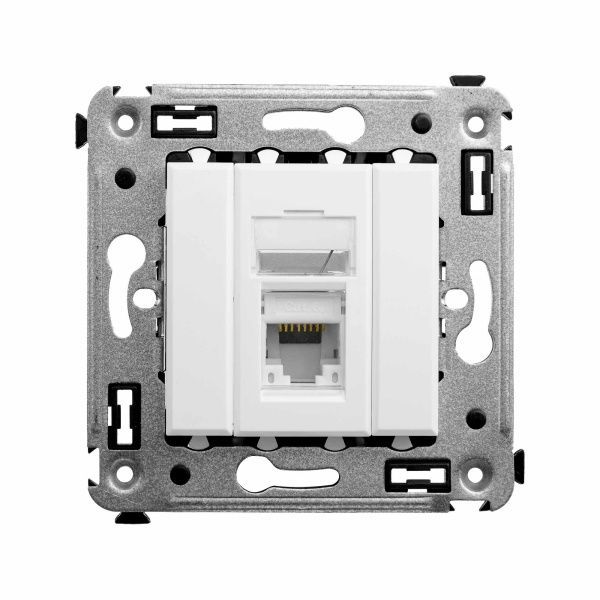 Компьютерная розетка RJ-45 в стену, кат.6A одинарная, Avanti, белое облако Компьютерная розетка RJ-45 в стену, кат.6A одинарная, Avanti, белое облако