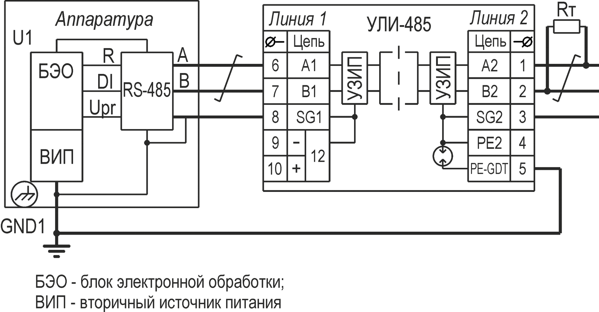 Удлинитель линий интерфейса RS-485 УЛИ-485. Изображение 1 Гальваническая развязка и защита оборудования от импульсных перенапряжений