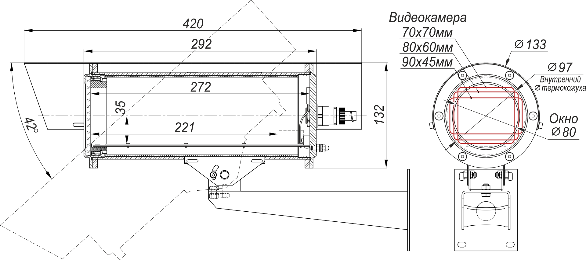 Термокожух из нержавеющей стали взрывозащищенный (РВ Ех db I Mb X / 1Ех db IIC Т6 Gb Х / Ех tb IIIC Т80°C Db Х) ТГБ-8Г Ex-12. Изображение 1 Термокожух из нержавеющей стали взрывозащищенный (РВ Ех db I Mb X / 1Ех db IIC Т6 Gb Х / Ех tb IIIC Т80°C Db Х) ТГБ-8Г Ex-12. Изображение 1
