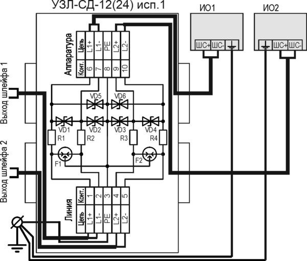 Устройство защиты оборудования в линиях систем сигнализации УЗЛ-СД-24 исп.1. Изображение 1 Устройство защиты оборудования в линиях систем сигнализации УЗЛ-СД-24 исп.1. Изображение 1
