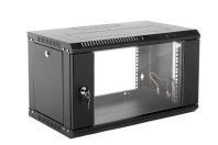 Шкаф телекоммуникационный настенный разборный ЭКОНОМ 6U (600 × 520) дверь стекло, цвет черный