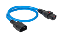 Шнур питания термостойкий с фиксатором IEC60320 C13 / IEC60320 C14, 10А, 250В (3×1,5), 0,5м, синий